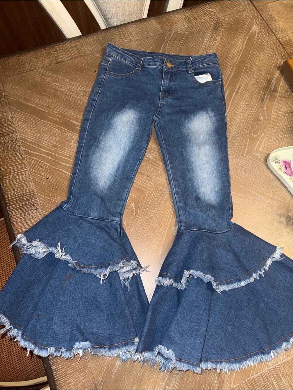 ML Kids Double Ruffle Bell Jeans Size 10- Western- Boho-
